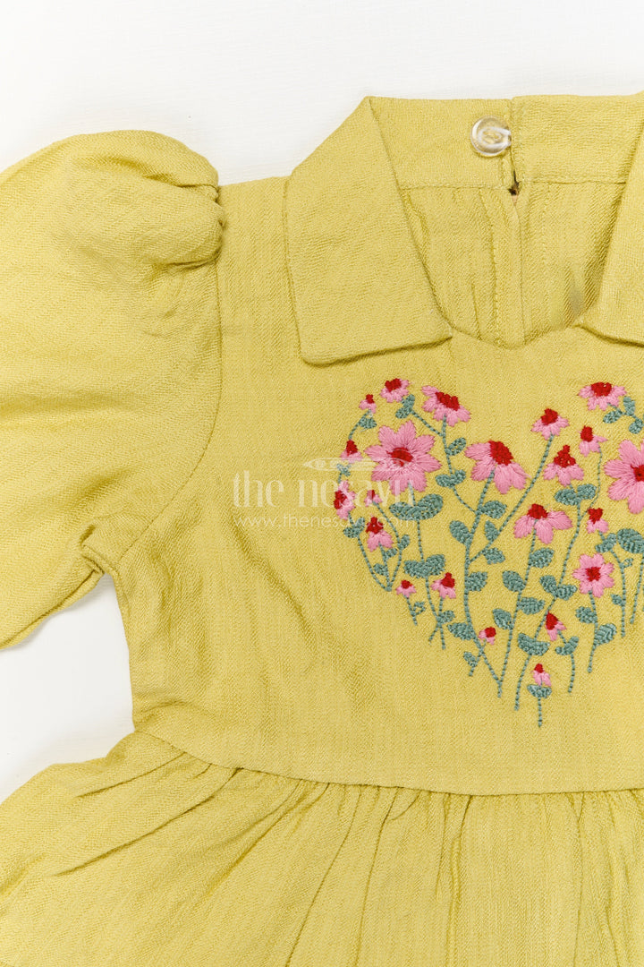 The Nesavu Girls Cotton Frock Girls Cotton Frock for Traditional Functions and Festive Wear Nesavu Nesavu girls cotton blend frock with thread embroidery for festive wear and traditional gatherings