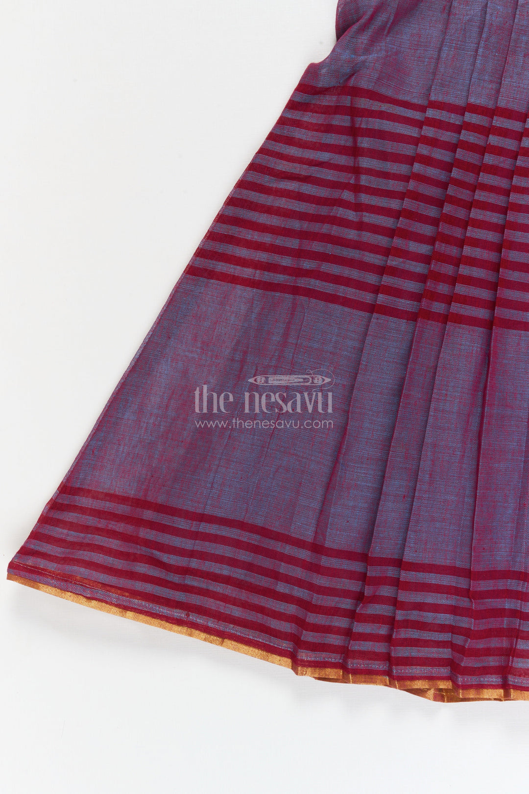 The Nesavu Girls Cotton Frock Girls Cotton Frock for Traditional School Functions and Casual Festive Wear Nesavu Nesavu girls cotton frock for ethnic day and school celebrations in striped Mangalagiri cotton