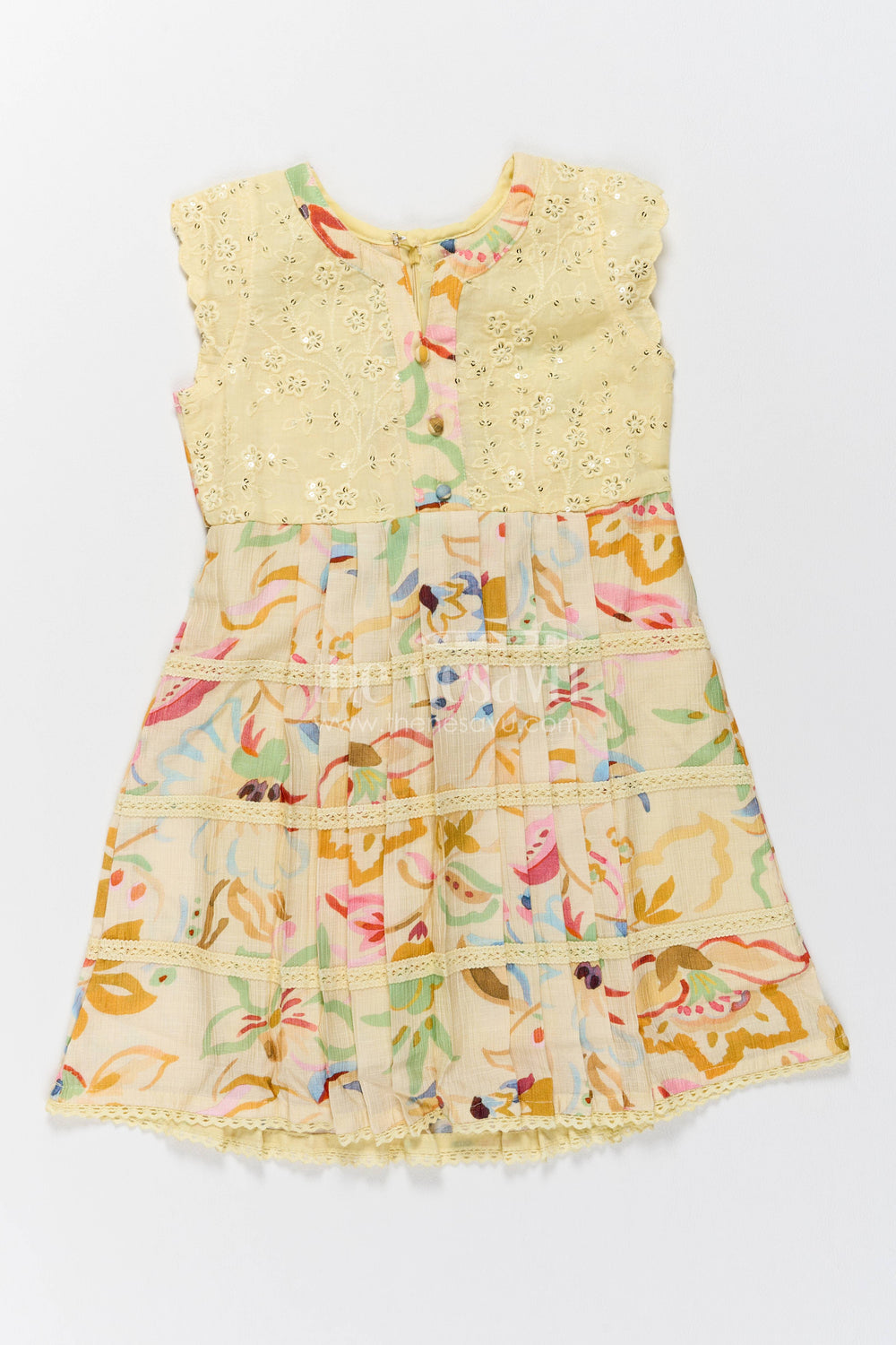 The Nesavu Girls Cotton Frock Girls Cotton Frock in Cream with Digital Print Nesavu 22 (4Y) / Cream / Cotton GFC2506B-22 Nesavu Girls Cotton Frock In Cream With Digital For Party Memories GFC2506B-22