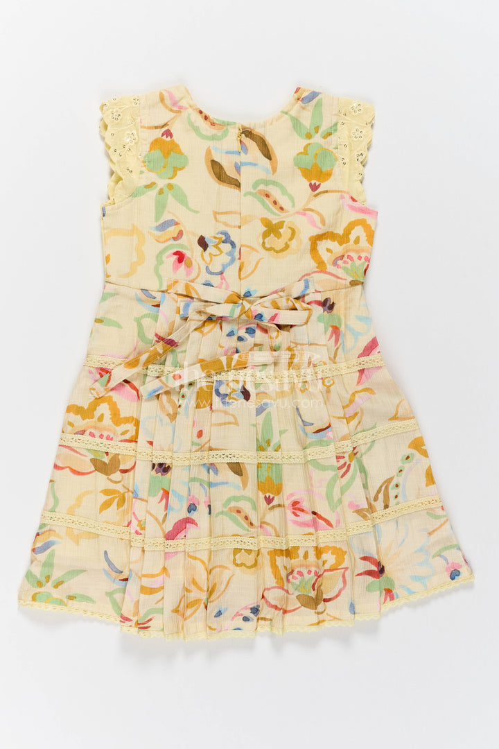 The Nesavu Girls Cotton Frock Girls Cotton Frock in Cream with Digital Print Nesavu Nesavu Girls Cotton Frock In Cream With Digital For Party Memories