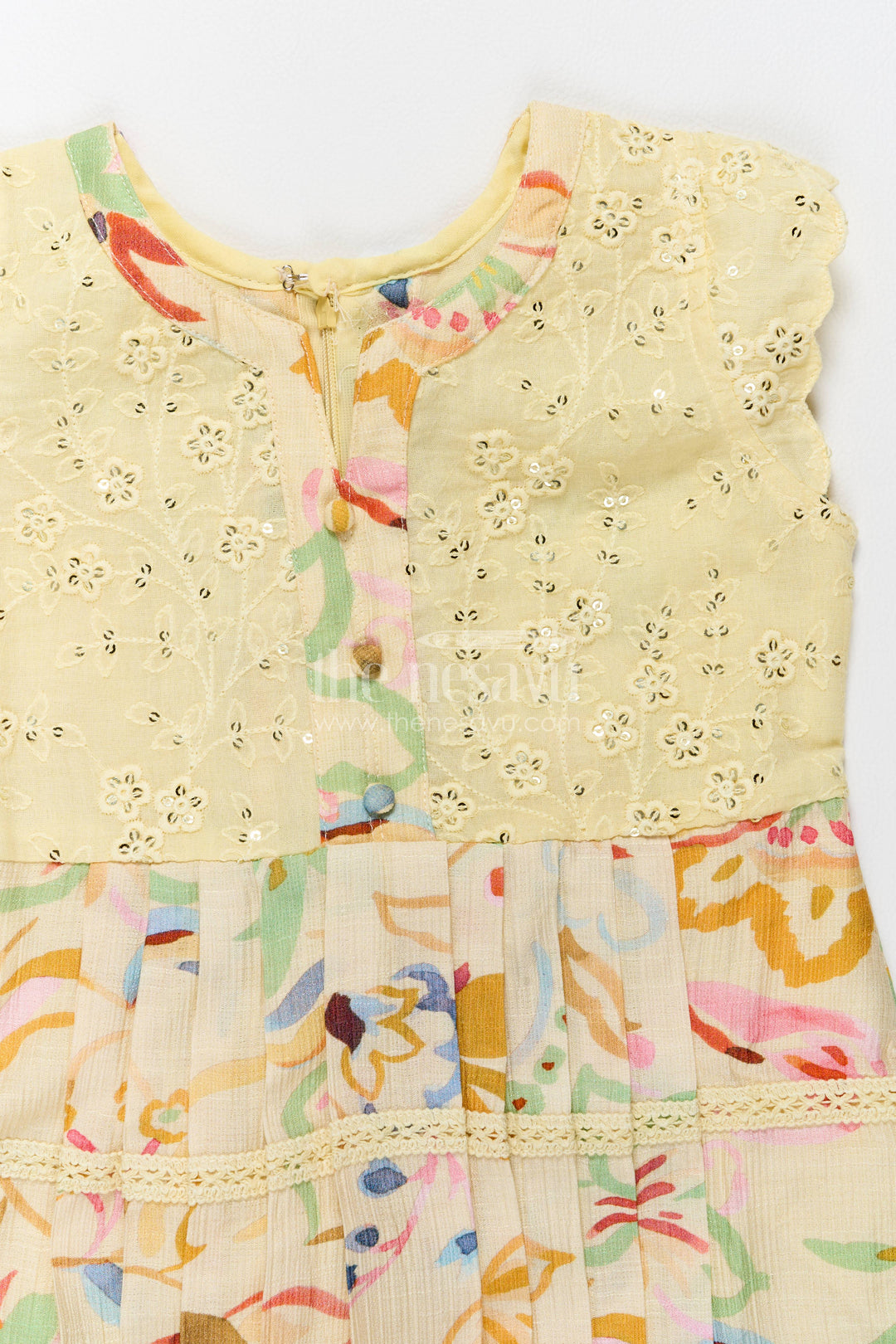 The Nesavu Girls Cotton Frock Girls Cotton Frock in Cream with Digital Print Nesavu Nesavu Girls Cotton Frock In Cream With Digital For Party Memories