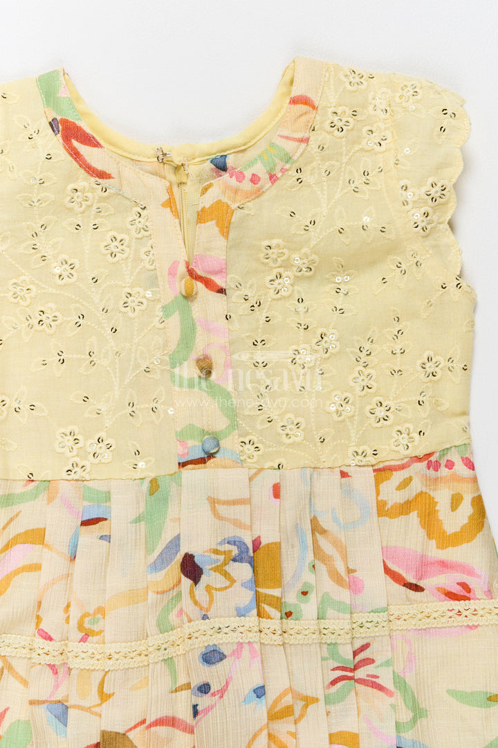 The Nesavu Girls Cotton Frock Girls Cotton Frock in Cream with Digital Print Nesavu Nesavu Girls Cotton Frock In Cream With Digital For Party Memories