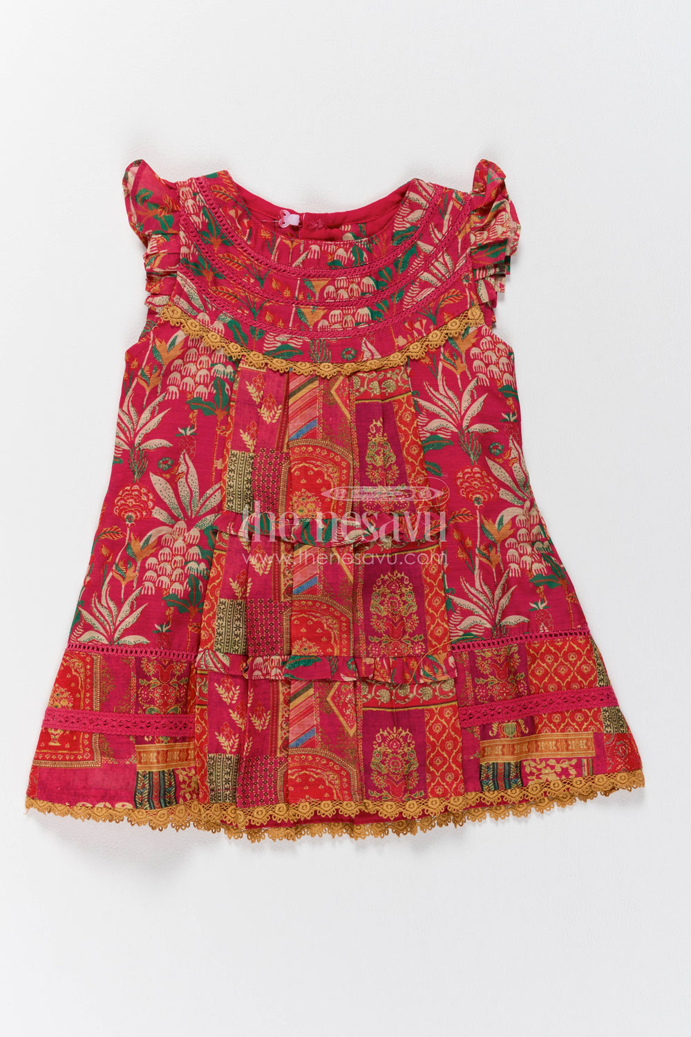 The Nesavu Girls Cotton Frock Girls Cotton Frock in Pink for Party Memories Nesavu 14 (6M) / Pink / Cotton GFC2501A-14 Nesavu Girls Cotton Frock In Pink With Digital For Party Memories GFC2501A-14