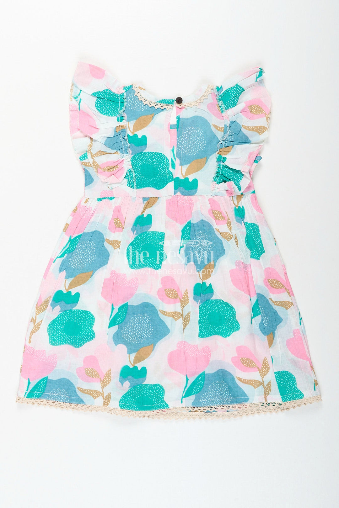 The Nesavu Girls cotton frock with abstract floral prints for daily wear Nesavu Nesavu girls floral printed cotton frock  multicolor playwear outfit everyday comfort