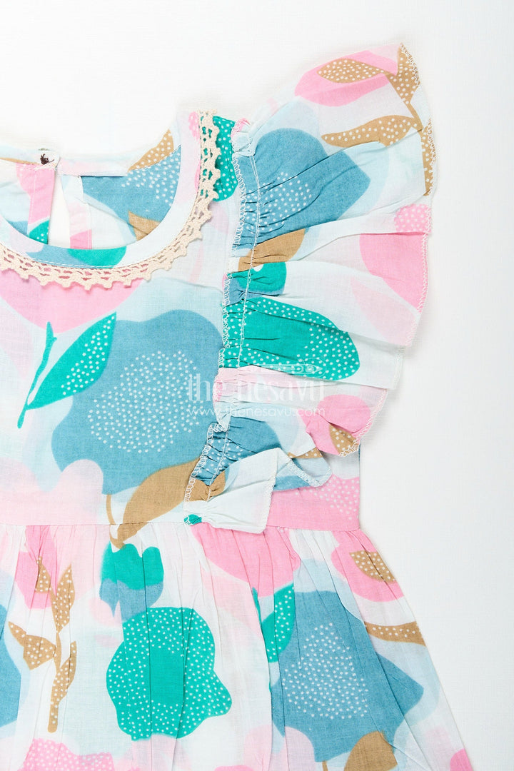 The Nesavu Girls cotton frock with abstract floral prints for daily wear Nesavu Nesavu girls floral printed cotton frock  multicolor playwear outfit everyday comfort