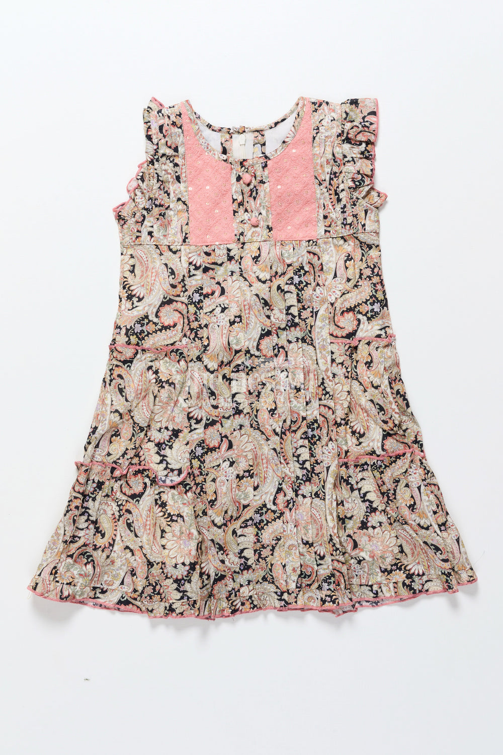 The Nesavu Girls Cotton Frock Girls Cotton Frock with Digital Print for Ethnic School Days and Casual Celebrations Nesavu 22 (4Y) / Cream GFC1815A-22 Nesavu girls cotton frock digital ethnic print  perfect school events festive days