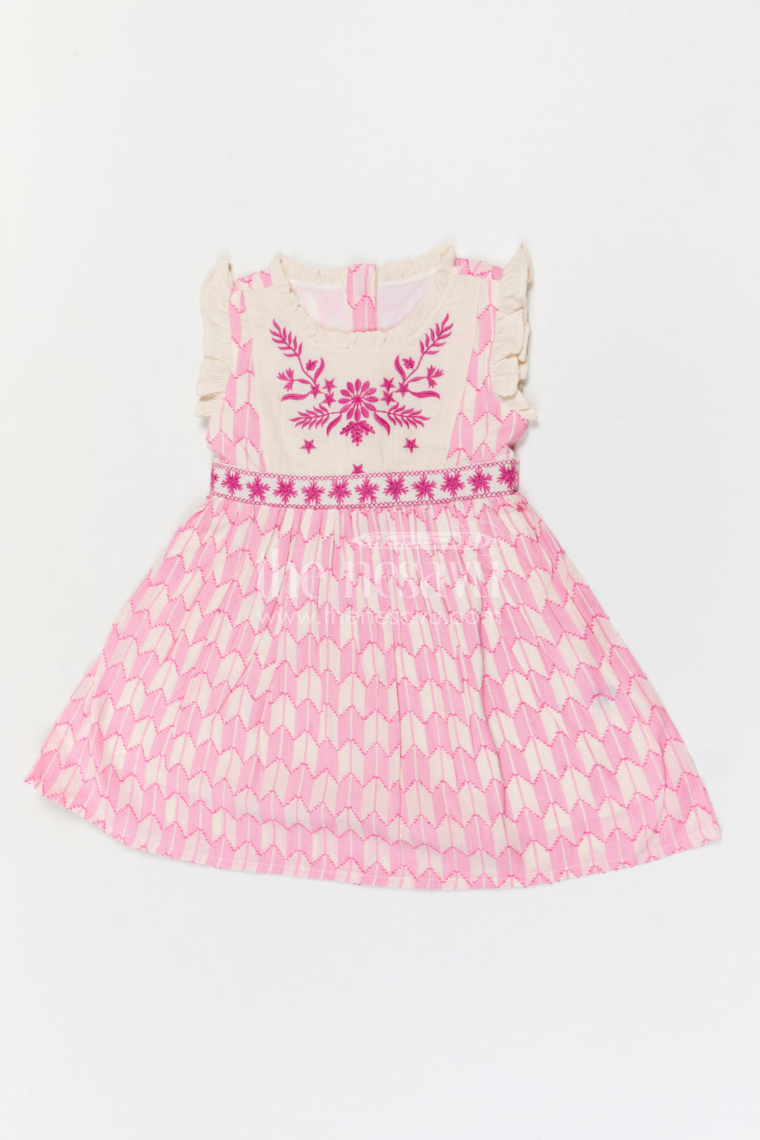The Nesavu Girls Cotton Frock Girls Cotton Frock with Embroidered Bodice for Playful Celebrations Nesavu Nesavu Girls Cotton Embroidered Frock With Floral Bodice For Birthday Parties