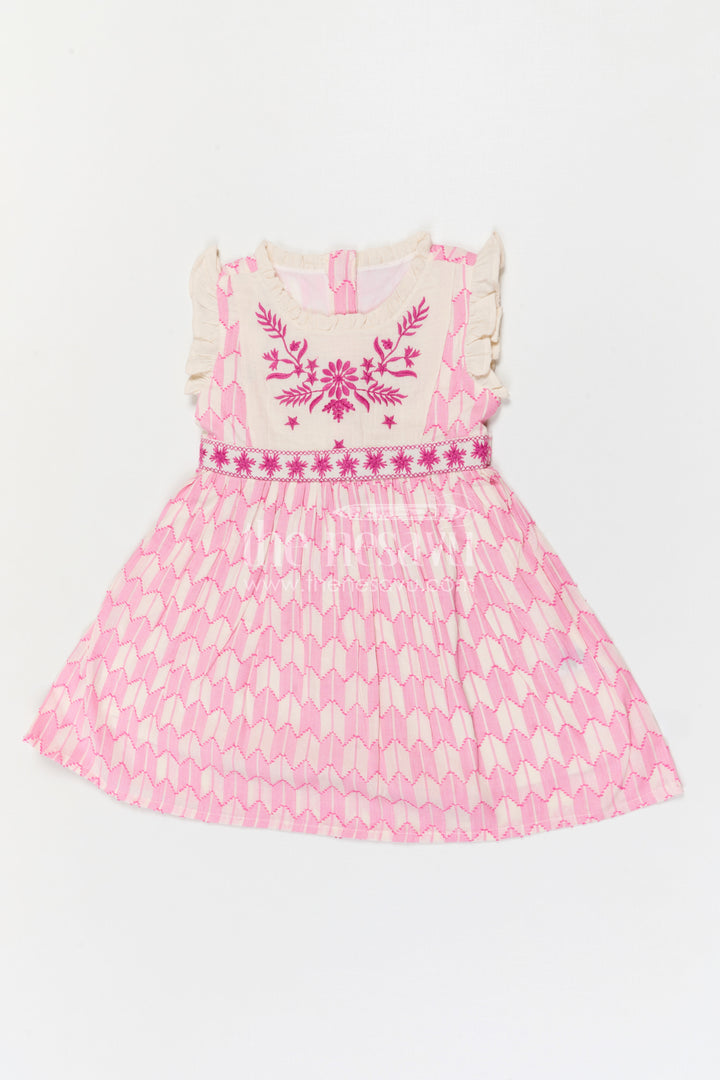 The Nesavu Girls Cotton Frock Girls Cotton Frock with Embroidered Bodice for Playful Celebrations Nesavu Nesavu Girls Cotton Embroidered Frock With Floral Bodice For Birthday Parties