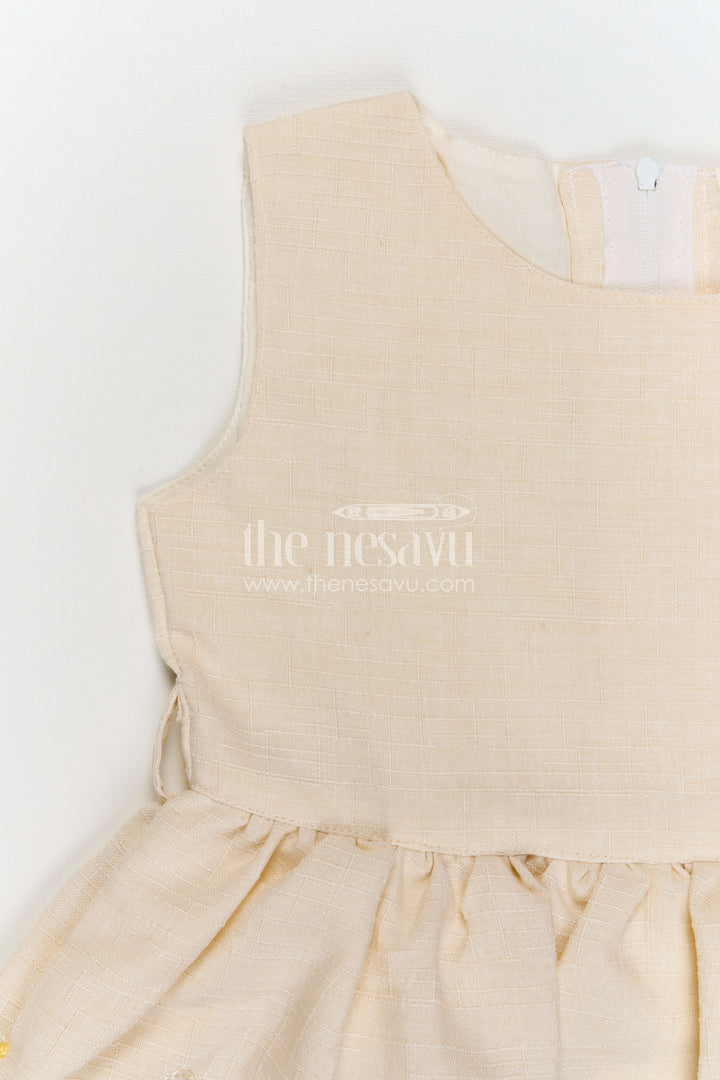 The Nesavu Girls Cotton Frock Girls Cotton Frock with Embroidery for Summer and Daily Wear Nesavu Nesavu girls yellow cotton frock with embroidery for summer daily wear