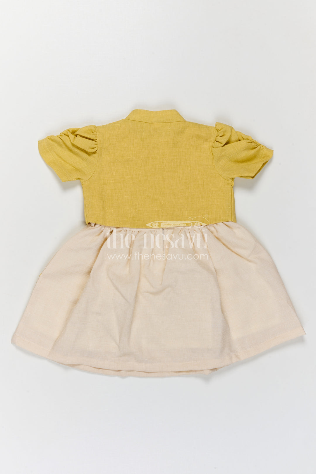 The Nesavu Girls Cotton Frock Girls Cotton Frock with Embroidery for Summer and Daily Wear Nesavu Nesavu girls yellow cotton frock with embroidery for summer daily wear