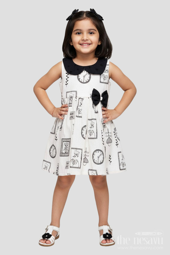 The Nesavu Girls Cotton Frock Girls Cotton Frock with Thread Embroidery and Collar for Everyday Use Nesavu 20 (3Y) / Black GFC1934A-20 Nesavu girls cotton frock collar thread embroidery everyday casual style