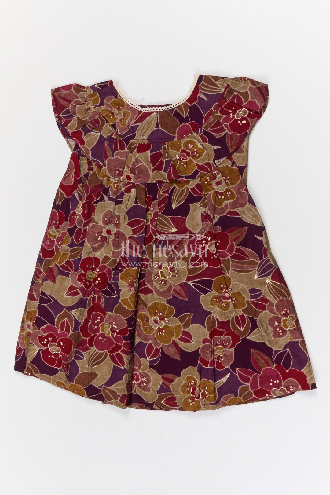 The Nesavu Girls Cotton Frock Girls Cotton Printed Frock for Birthday Outings Nesavu 18 (2Y) / Yellow / Cotton GFC2124A-18 Nesavu Girls Cotton Printed Frock With Flared Fit For Birthday Outings And Festive Occasions