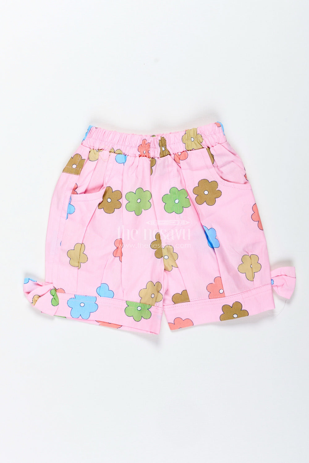The Nesavu Girls Shorts Girls Cotton Shorts for Playtime and Everyday Wear Nesavu 22 (4Y) / Pink LBW047A-22 Nesavu Girls Printed Cotton Shorts Playtime School Days Casual Summer Wear