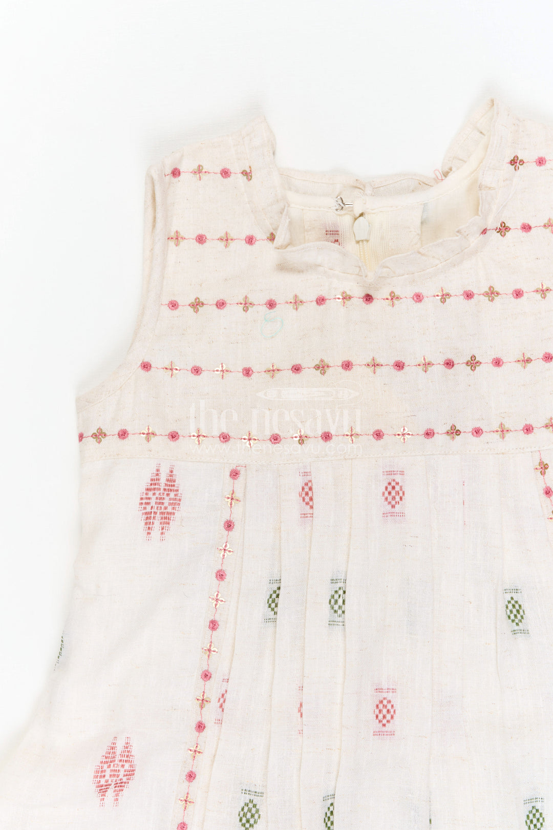 The Nesavu Girls Cotton Frock Girls Cotton Type Frock for Daily Wear and Casual Outings Nesavu Nesavu Girls Cotton Frock With Thread Embroidery For Daily Wear Sleeveless Comfortable Outfit
