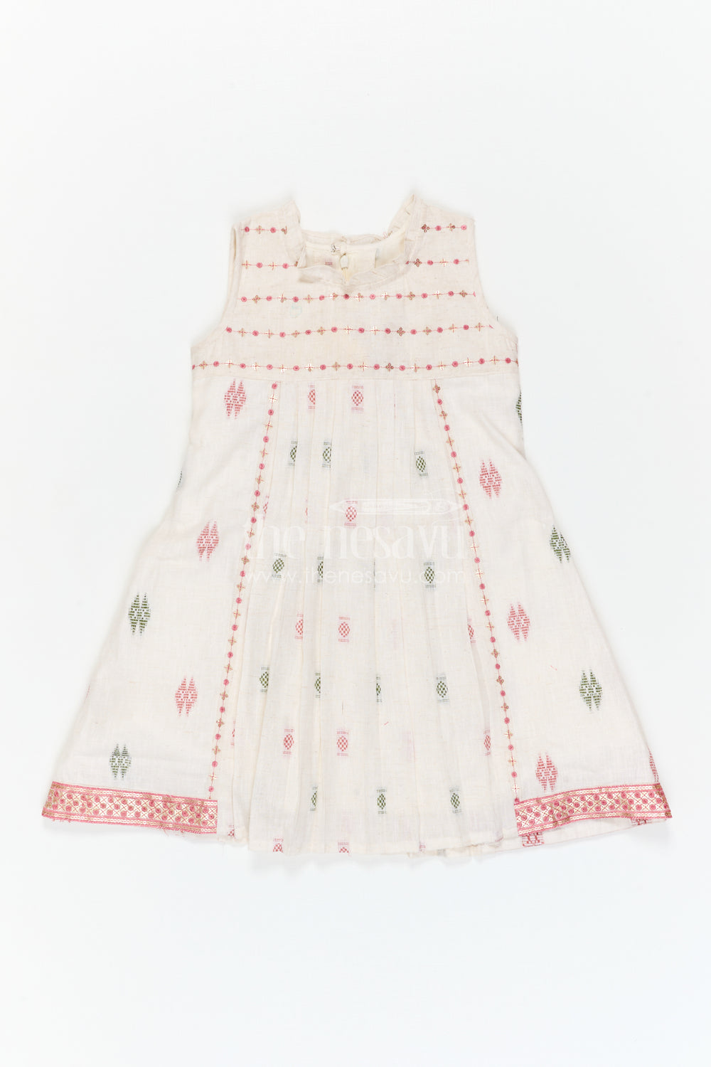 The Nesavu Girls Cotton Frock Girls Cotton Type Frock for Daily Wear and Casual Outings Nesavu Nesavu Girls Cotton Frock With Thread Embroidery For Daily Wear Sleeveless Comfortable Outfit