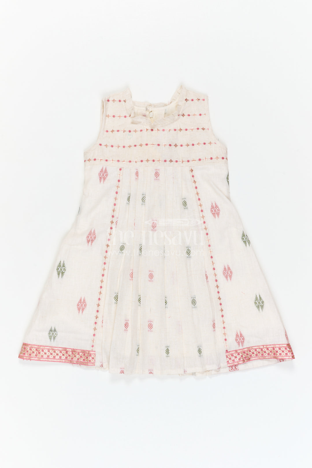 The Nesavu Girls Cotton Frock Girls Cotton Type Frock for Daily Wear and Casual Outings Nesavu Nesavu Girls Cotton Frock With Thread Embroidery For Daily Wear Sleeveless Comfortable Outfit