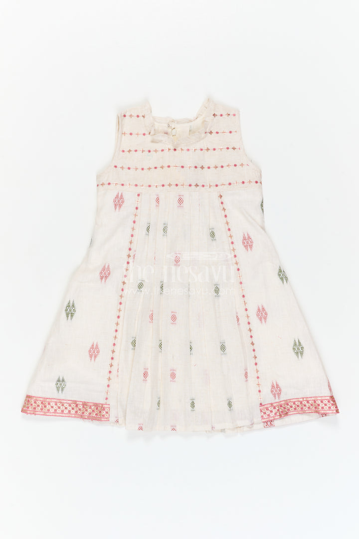 The Nesavu Girls Cotton Frock Girls Cotton Type Frock for Daily Wear and Casual Outings Nesavu Nesavu Girls Cotton Frock With Thread Embroidery For Daily Wear Sleeveless Comfortable Outfit