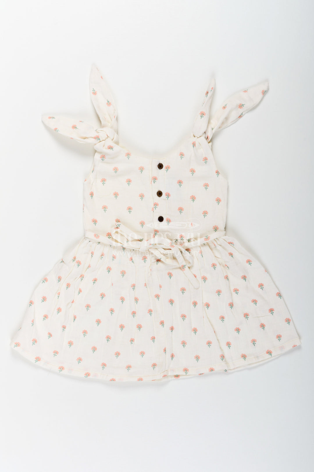 The Nesavu Girls Cotton Frock Girls Cream Muslin Cotton Frock with Allover Floral Print Perfect for Summer Collection for Toddlers and Kids Nesavu Nesavu Girls Cream Muslin Cotton Frock Floral Print Designed Summer Collection Perfect Casual Days
