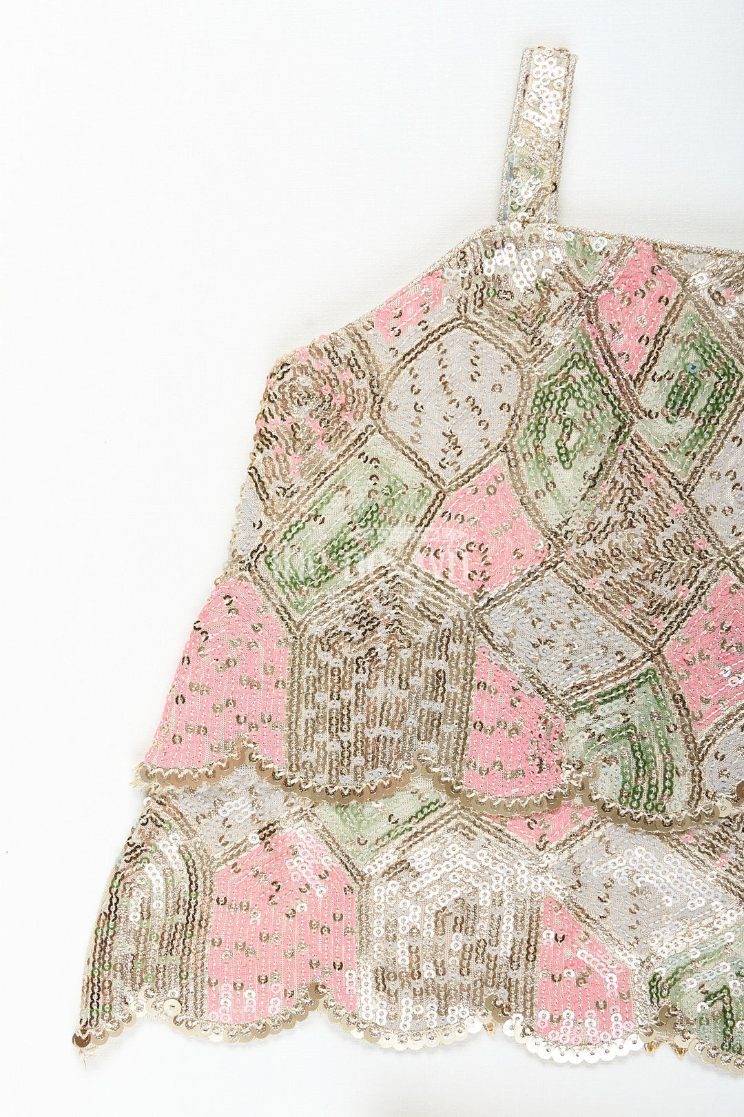 The Nesavu Girls Sharara / Plazo Set Girls cream sharara set with sequin embroidery for weddings and receptions Nesavu Nesavu cream shimmer sharara set girls floral sequin embroidery  perfect wedding celebrations