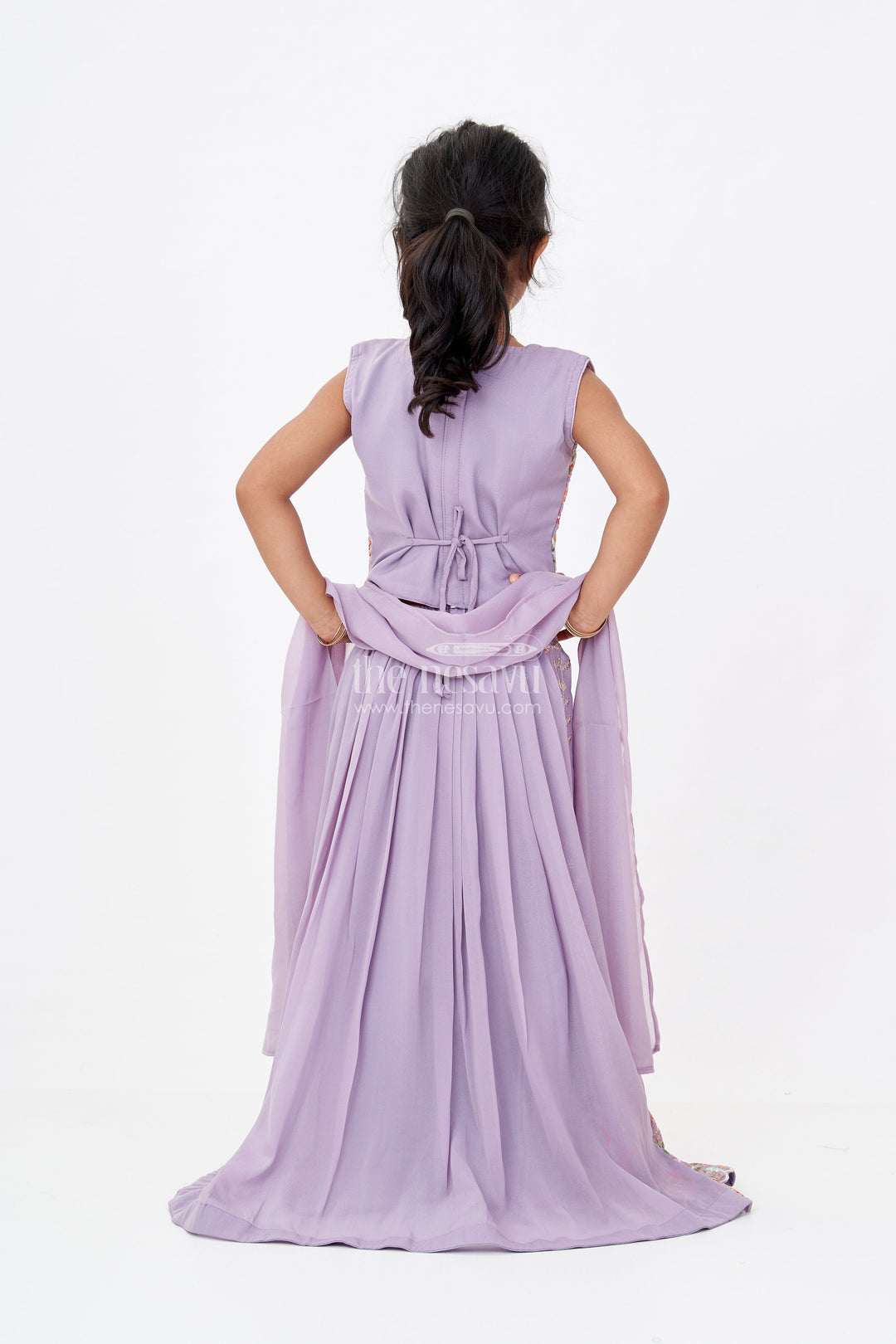 The Nesavu Girls Lehenga Choli Girls Dark Purple Lehenga Choli with Embroidery and Dupatta for Festive and Wedding Wear Nesavu Nesavu Girls Dark Purple Lehenga Choli Designer Embroidery Dupatta Wedding Wear