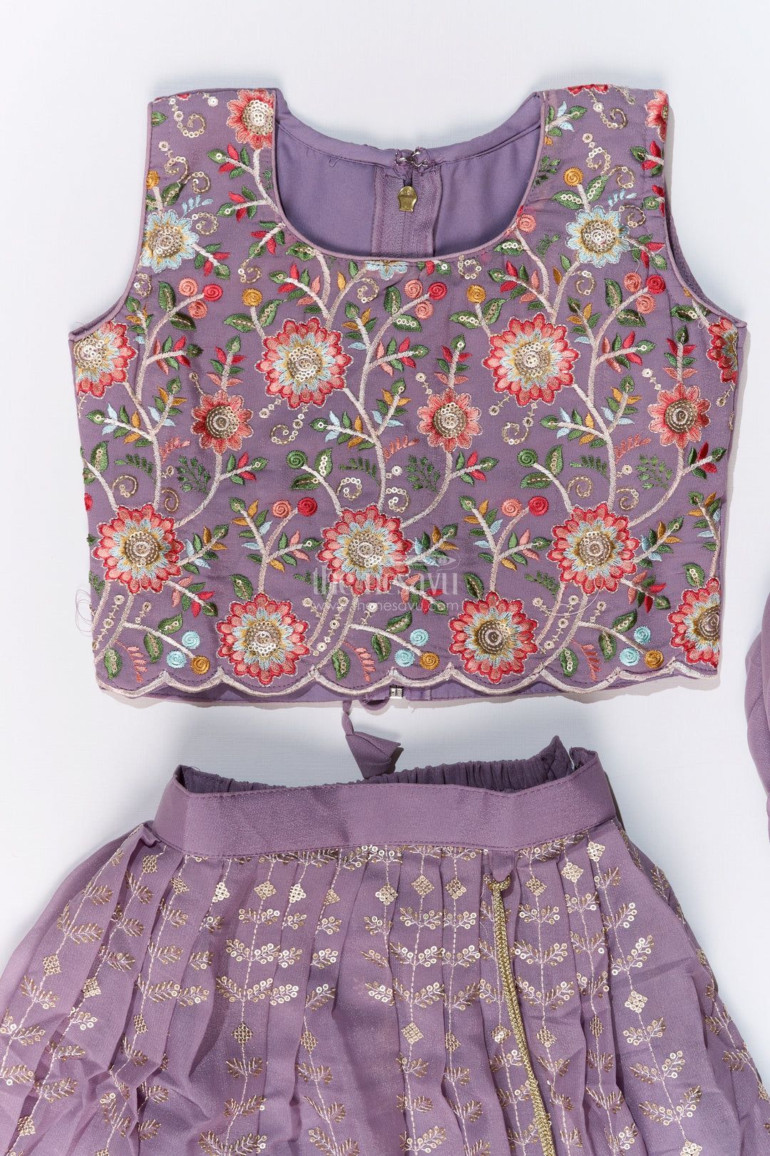 The Nesavu Girls Lehenga Choli Girls Dark Purple Lehenga Choli with Embroidery and Dupatta for Festive and Wedding Wear Nesavu Nesavu Girls Dark Purple Lehenga Choli Designer Embroidery Dupatta Wedding Wear
