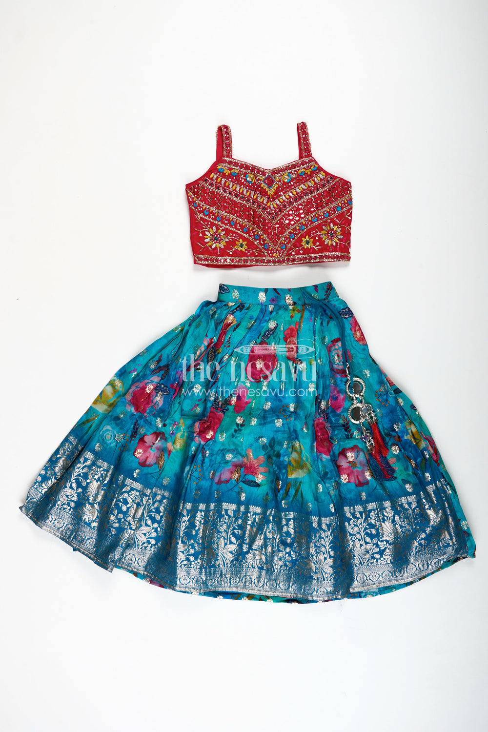 The Nesavu Girls Lehenga Choli Girls Designer Lehenga Choli Wedding Function Wear Nesavu 16 (1Y) / Pink GL671A-16 Nesavu Luxury Girls Lehenga Choli Embroidered Red Top Teal Printed Skirt Dupatta
