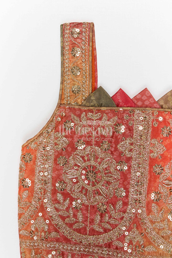 The Nesavu Girls Fancy Lehenga Girls Designer Lehenga for Weddings and Diwali Celebrations Nesavu Nesavu girls designer georgette lehenga for weddings and festive celebrations with embroidered yoke