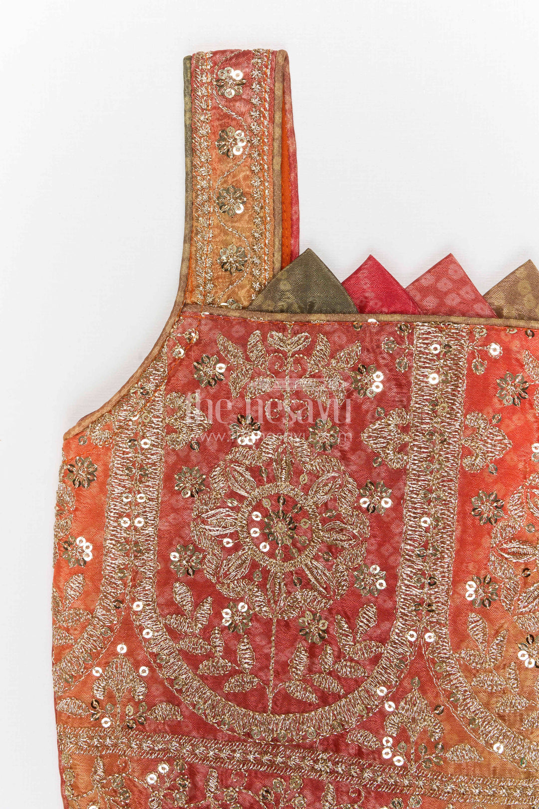 The Nesavu Girls Fancy Lehenga Girls Designer Lehenga for Weddings and Diwali Celebrations Nesavu Nesavu girls designer georgette lehenga for weddings and festive celebrations with embroidered yoke