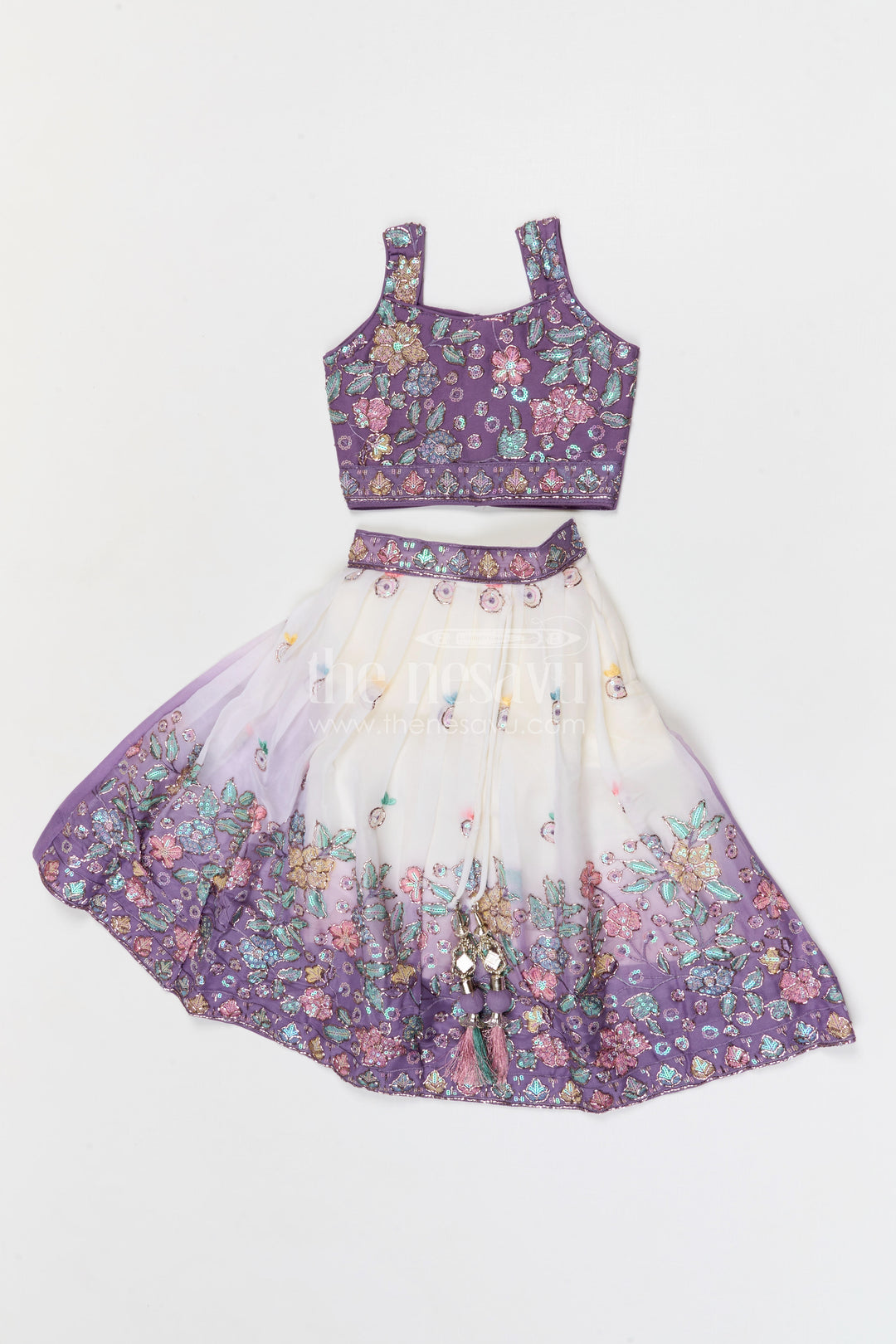 The Nesavu Girls Fancy Lehenga Girls Designer Lehenga for Weddings and Festive Celebrations Nesavu 16 (1Y) / Turquoise / Georgette GL883A-16 Nesavu girls designer lehenga for weddings and festive celebrations with embroidered georgette yoke