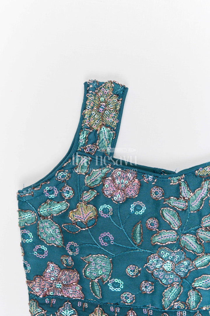 The Nesavu Girls Fancy Lehenga Girls Designer Lehenga for Weddings and Festive Celebrations Nesavu Nesavu girls designer lehenga for weddings and festive celebrations with embroidered georgette yoke