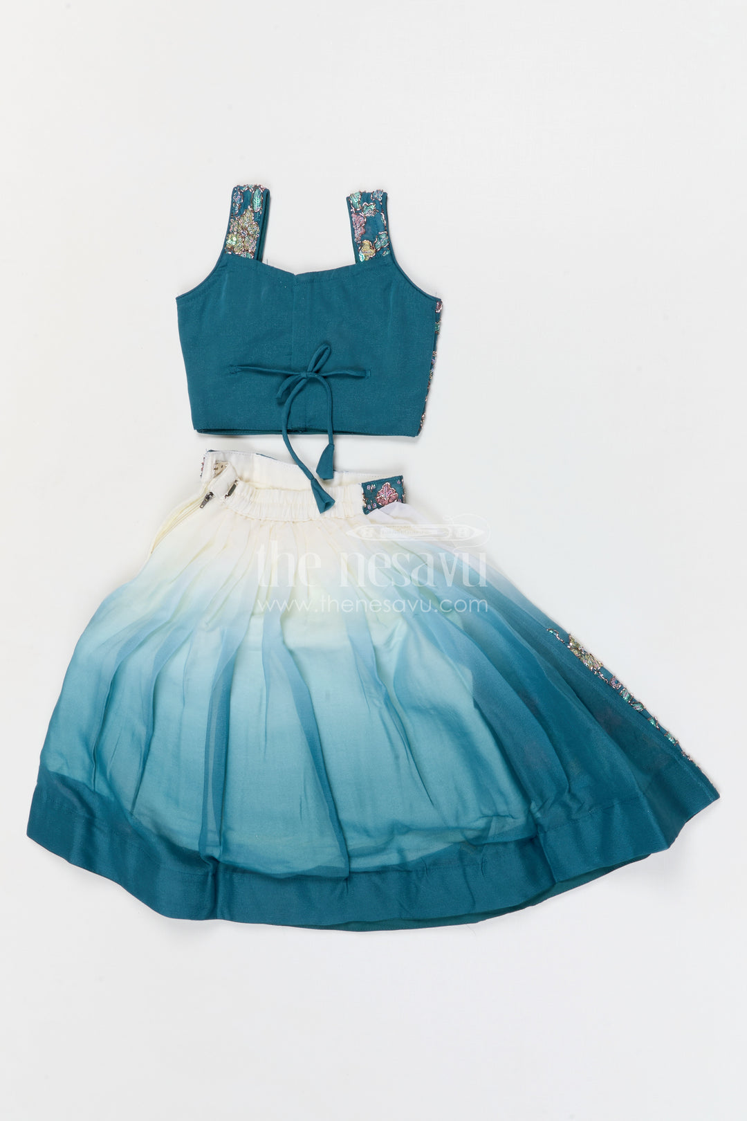 The Nesavu Girls Fancy Lehenga Girls Designer Lehenga for Weddings and Festive Celebrations Nesavu Nesavu girls designer lehenga for weddings and festive celebrations with embroidered georgette yoke