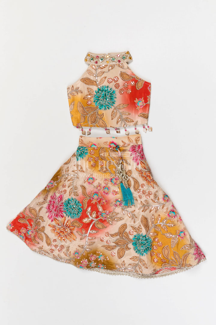 The Nesavu Girls Fancy Lehenga Girls Designer Lehenga for Weddings and Pongal Celebration Nesavu 16 (1Y) / Multicolor / Viscose Silk GL889A-16 Nesavu girls viscose silk designer lehenga for weddings and festive celebrations with embroidery