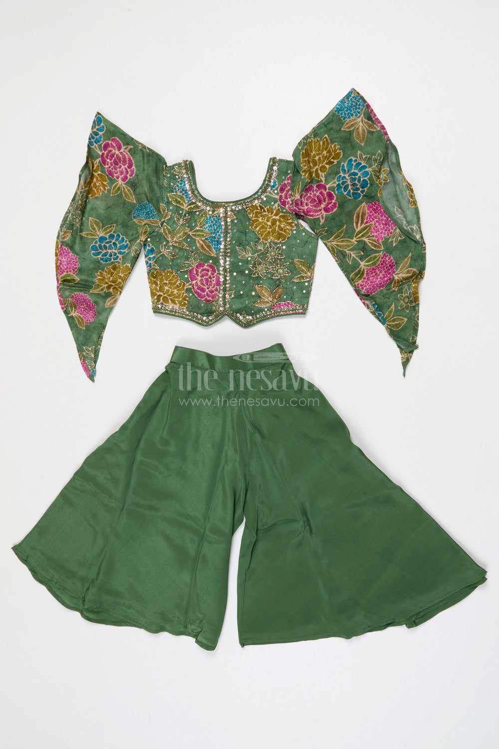 The Nesavu Girls Sharara / Plazo Set Girls Designer Palazzo Set for Weddings and Festive Wear Nesavu 18 (2Y) / Pink / Georgette GPS963A-18 Nesavu Girls Georgette Palazzo Set With Designer Sequence Embroidery For Weddings And Festive Occasions