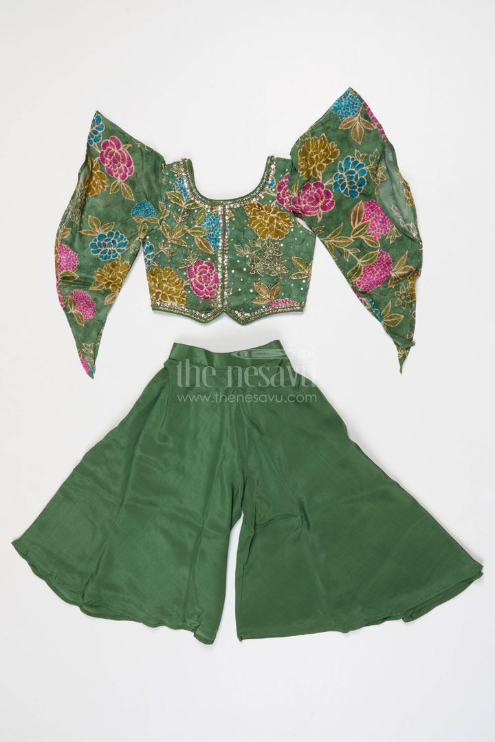 The Nesavu Girls Sharara / Plazo Set Girls Designer Palazzo Set for Weddings and Festive Wear Nesavu 18 (2Y) / Pink / Georgette GPS963A-18 Nesavu Girls Georgette Palazzo Set With Designer Sequence Embroidery For Weddings And Festive Occasions