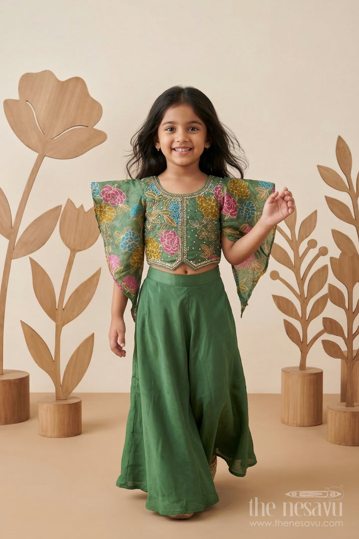 The Nesavu Girls Sharara / Plazo Set Girls Designer Palazzo Set for Weddings and Festive Wear Nesavu 18 (2Y) / Pink / Georgette GPS963A-18 Nesavu Girls Georgette Palazzo Set With Designer Sequence Embroidery For Weddings And Festive Occasions