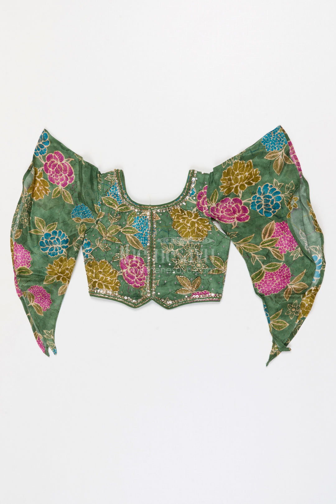 The Nesavu Girls Sharara / Plazo Set Girls Designer Palazzo Set for Weddings and Festive Wear Nesavu Nesavu Girls Georgette Palazzo Set With Designer Sequence Embroidery For Weddings And Festive Occasions