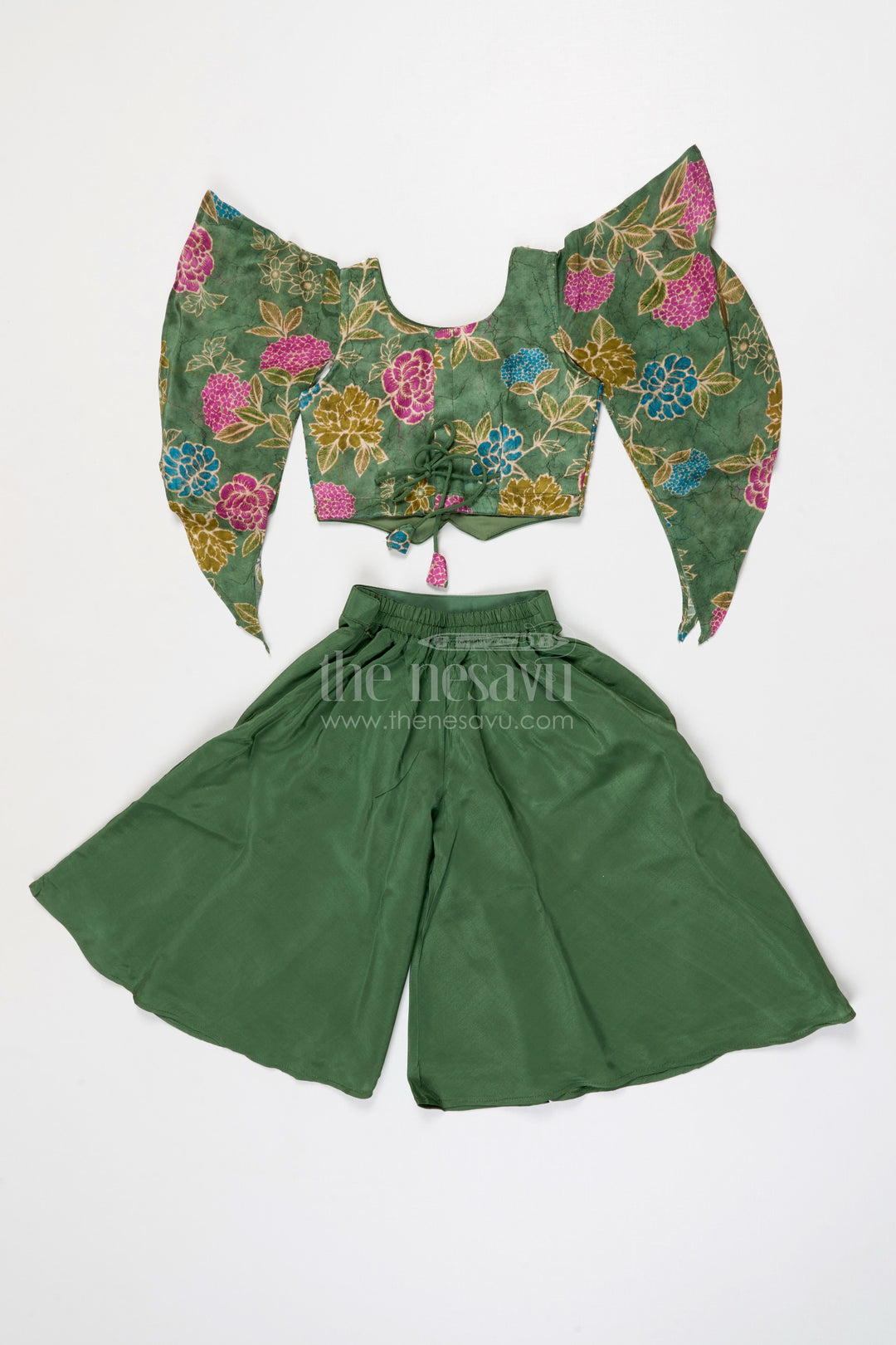 The Nesavu Girls Sharara / Plazo Set Girls Designer Palazzo Set for Weddings and Festive Wear Nesavu Nesavu Girls Georgette Palazzo Set With Designer Sequence Embroidery For Weddings And Festive Occasions