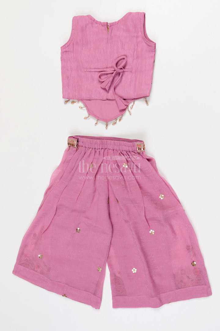 The Nesavu Girls Sharara / Plazo Set Girls Designer Sharara Set for Wedding Receptions Nesavu Nesavu Girls Georgette Sharara Set With Designer Embroidery For Wedding Receptions And Festive Events