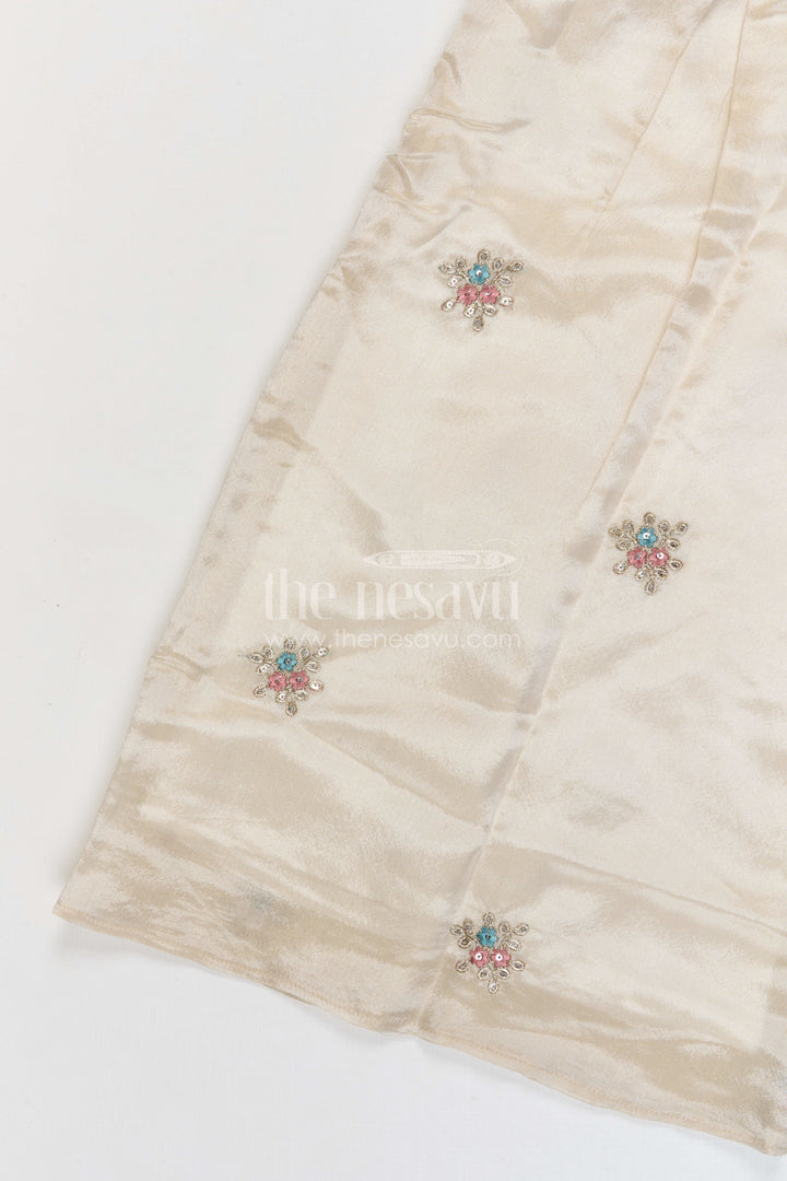 The Nesavu Girls Sharara / Plazo Set Girls Designer Sharara Set for Weddings and Festive Occasions Nesavu Nesavu girls viscose silk sharara set with velvet designer embroidery for weddings and celebrations