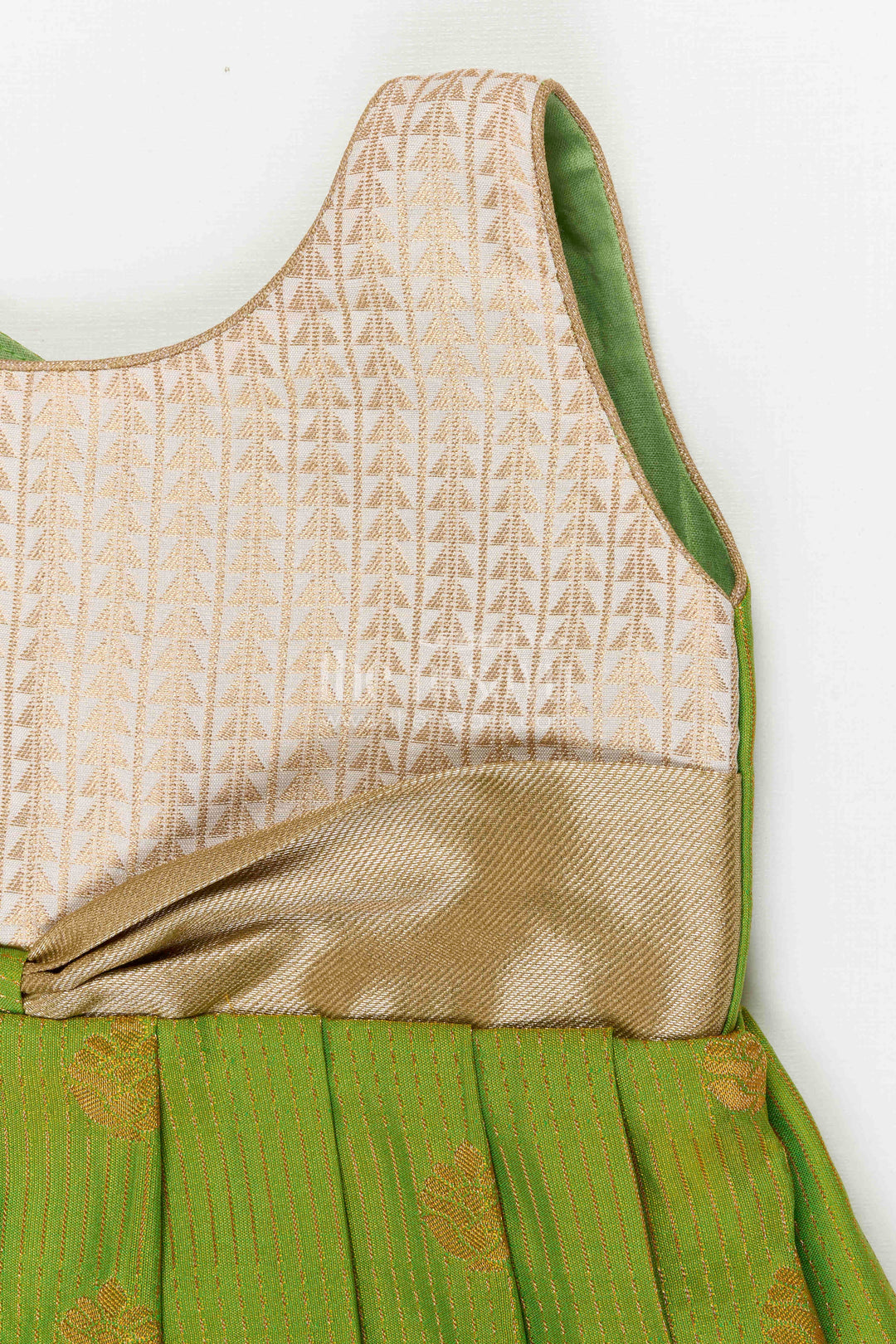 The Nesavu Girls Kanchi Silk Frock Girls Designer Silk Frock for Weddings and Festive Occasions Nesavu Nesavu Girls Semi Designer Wedding Kanchivaram Silk Frock For Weddings And Festive Celebrations