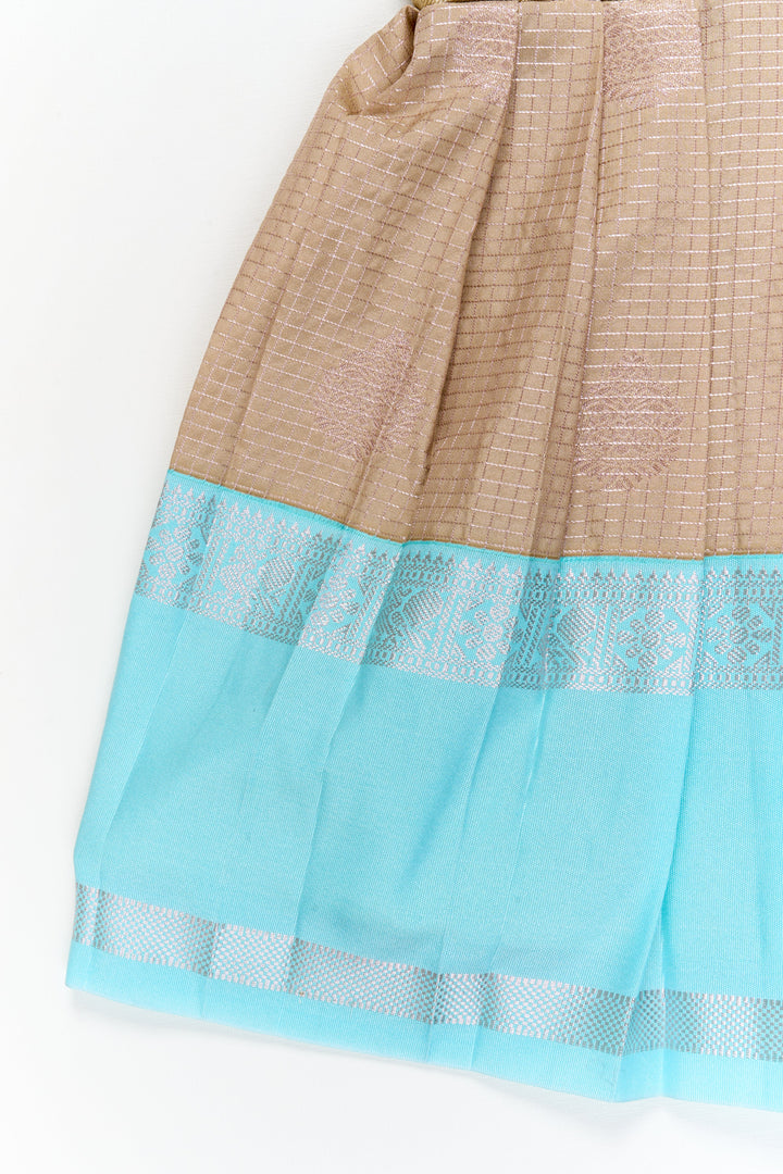 The Nesavu Girls Kanchi Silk Frock Girls Dharmavaram Silk Frock for Weddings and Grand Occasions Nesavu Nesavu girls dharmavaram silk frock for weddings in semi bridal designer saree style