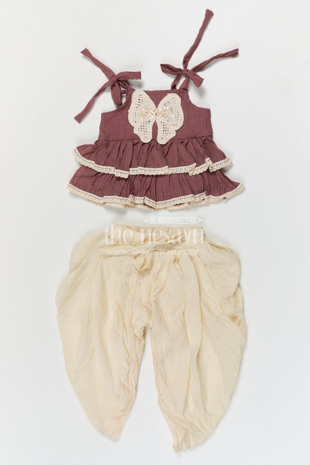 The Nesavu Girls Dothi Sets Girls Dhoti Set for Ethnic Celebrations and Festive Functions Nesavu Nesavu girls dhoti set for ethnic celebrations with cotton blend fabric breathable festive kids wear