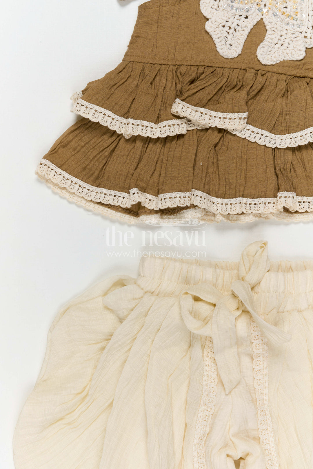 The Nesavu Girls Dothi Sets Girls Dhoti Set for Ethnic Wear and Festive Celebrations Nesavu Nesavu girls dhoti set for ethnic wear with cotton blend fabric breathable festive outfit for kids