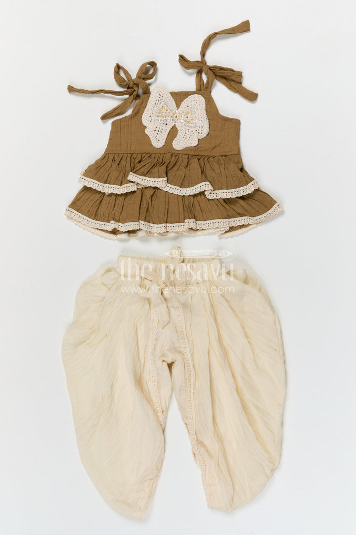 The Nesavu Girls Dothi Sets Girls Dhoti Set for Ethnic Wear and Festive Celebrations Nesavu Nesavu girls dhoti set for ethnic wear with cotton blend fabric breathable festive outfit for kids