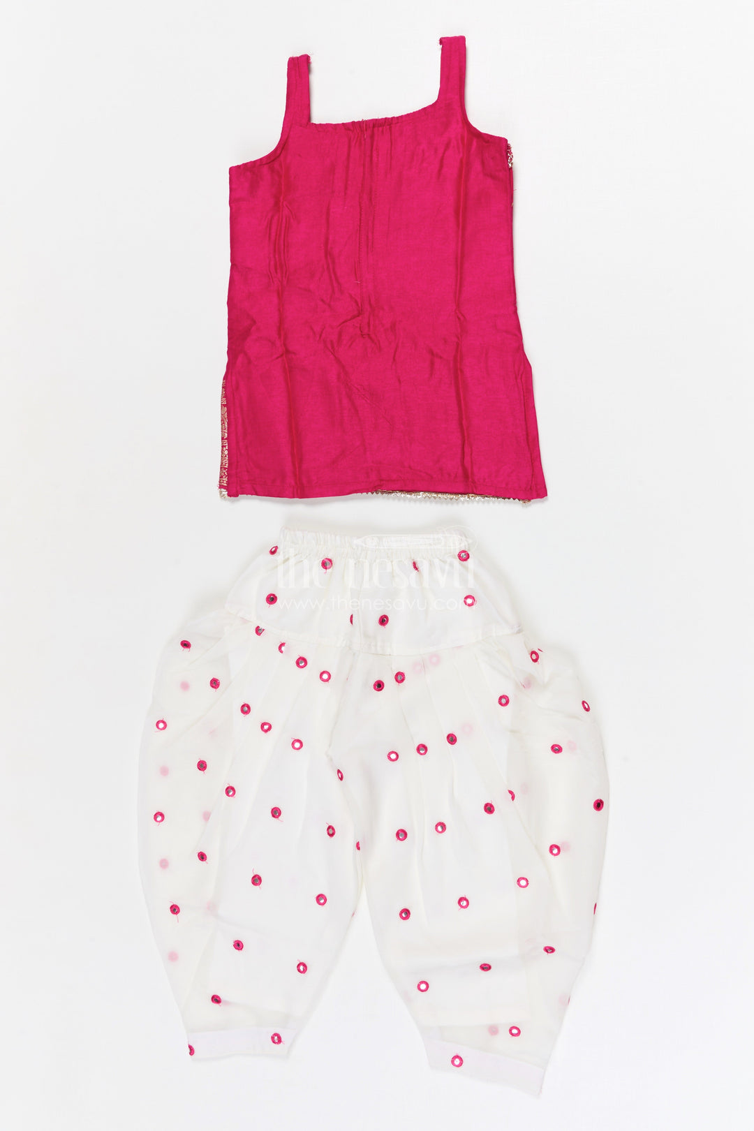 The Nesavu Girls Dothi Sets Girls Dhoti Set for Festive Celebrations and Cultural Events Nesavu Nesavu girls georgette dhoti set for festive celebrations with designer yoke