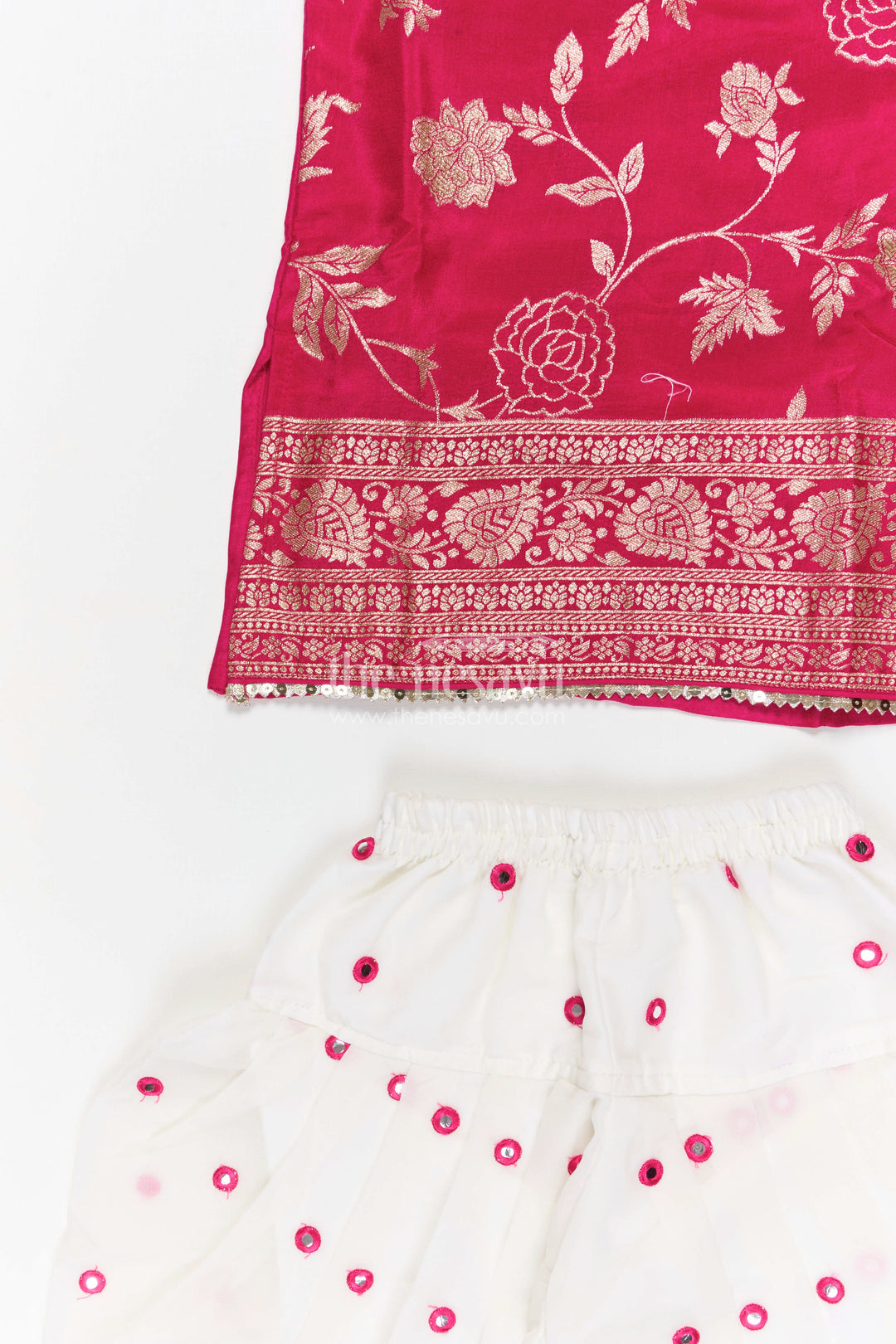 The Nesavu Girls Dothi Sets Girls Dhoti Set for Festive Celebrations and Cultural Events Nesavu Nesavu girls georgette dhoti set for festive celebrations with designer yoke