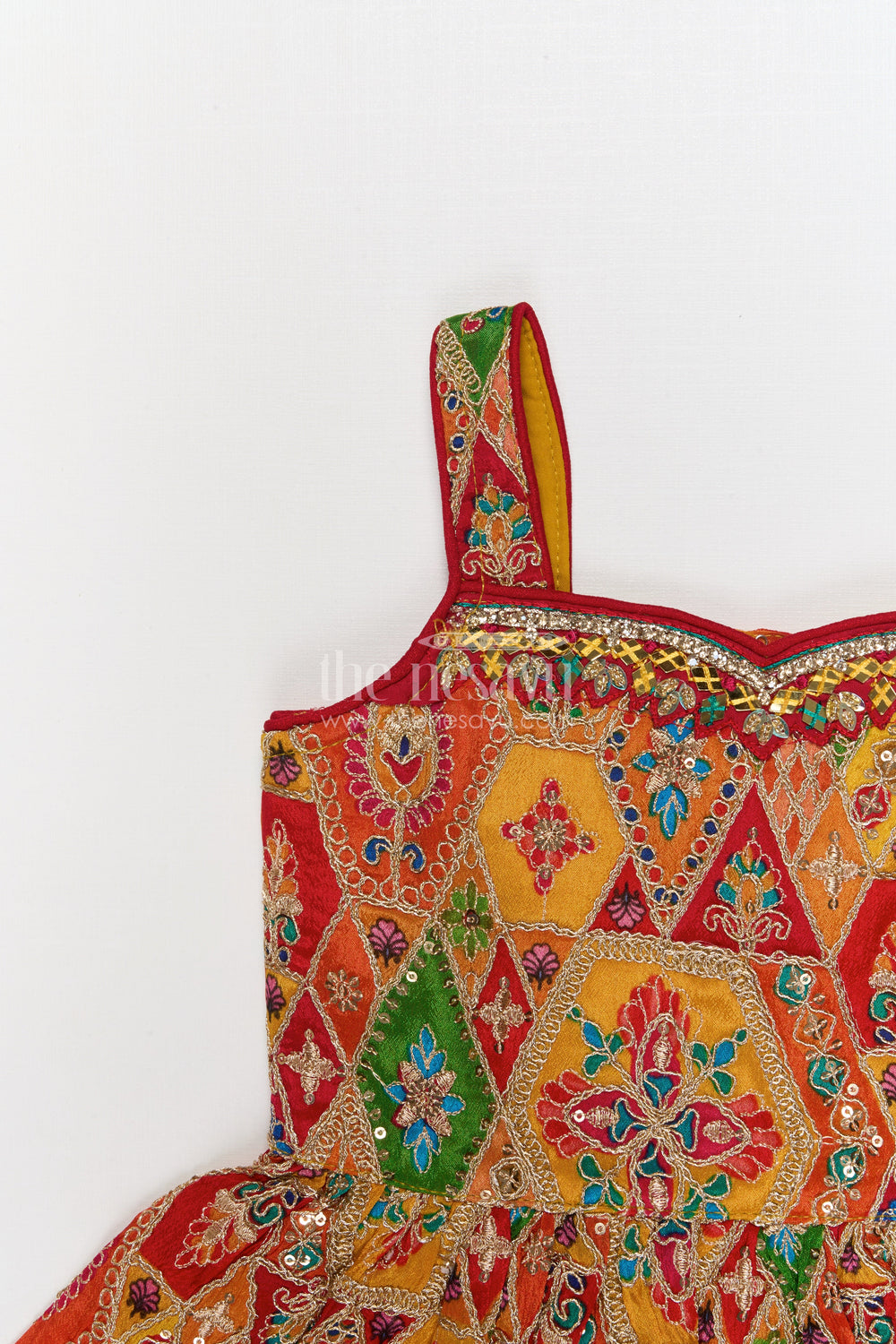 The Nesavu Girls Dothi Sets Girls Dhoti Set for Festive Occasions and Temple Visits Nesavu Nesavu girls dhoti set in georgette with sequin embroidery for Diwali and festive temple wear