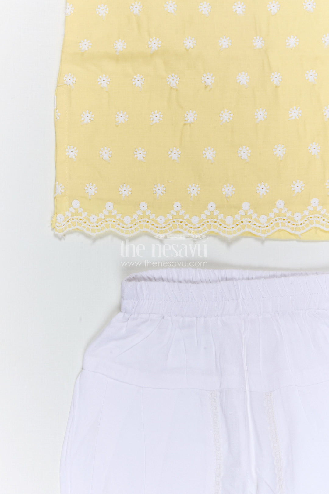 The Nesavu Girls Dothi Sets Girls Dhoti Set for Festive Occasions and Traditional Functions Nesavu Nesavu girls cotton dhoti set with thread embroidery for festive occasions