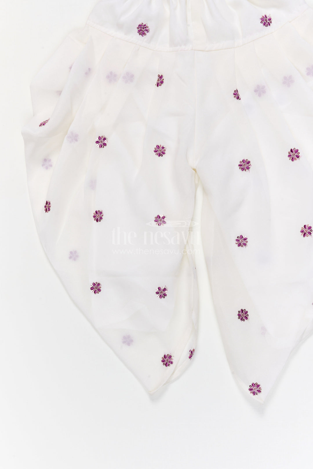 The Nesavu Girls Dothi Sets Girls Dhoti Set for Festive Wear and Traditional Functions Nesavu Nesavu girls dhoti set with sequin embroidery and dupatta for festive and traditional occasions