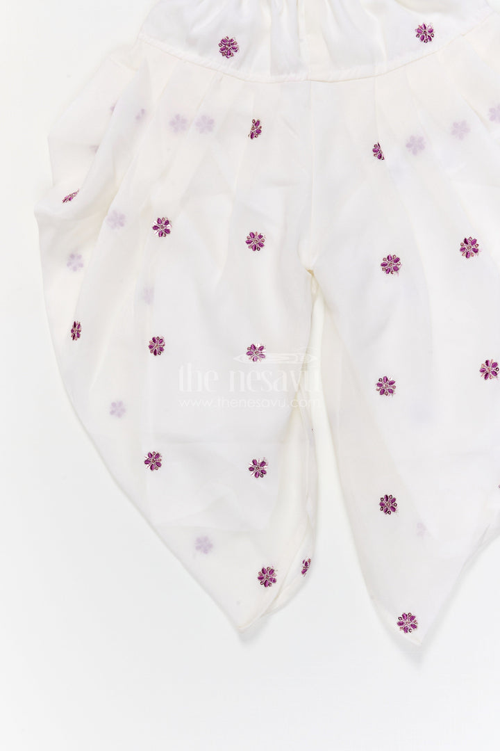 The Nesavu Girls Dothi Sets Girls Dhoti Set for Festive Wear and Traditional Functions Nesavu Nesavu girls dhoti set with sequin embroidery and dupatta for festive and traditional occasions